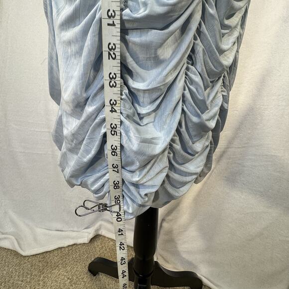 New BCBGMAXAZRIA Women’s Dress Off The Shoulder Midi Cut Out Baby Blue Size L - Picture 9 of 11